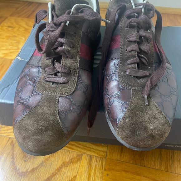 Gucci Guccissima Leather Web Sneakers - Size 10 D - Picture 5 of 9